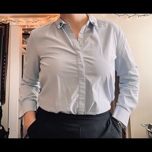 H&M Blue Pinstripe Button Up